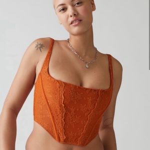 Urban Outfitters Burnt Orange Love struck lace corset